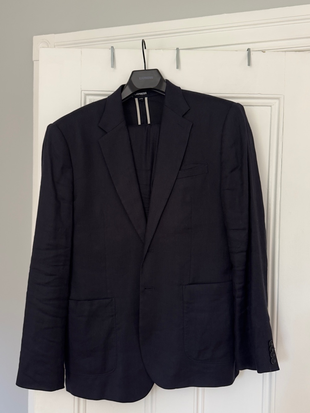 Express Navy Blue Linen Blend Suit 40R 32x30